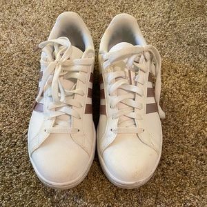 Adidas rose gold tennis shoes